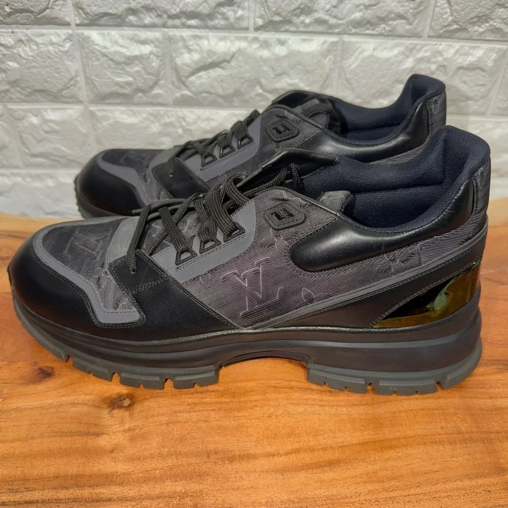 Louis Vuitton Run Away Pulse Black Grey Monogram Sneaker VL1119 Mens 11 LV 12 US